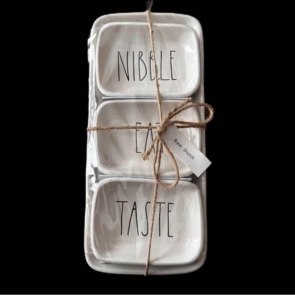 Rae Dunn Eat Taste Nibble Trinket Trays & Serving Tray‎